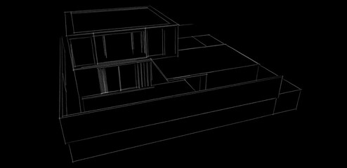 architectural drawings 3d illustration