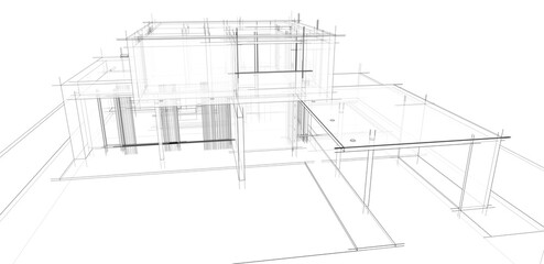 architectural drawings 3d illustration
