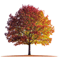 Isolated Autumn Tree with Vibrant Leaves 