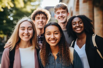 Fototapeta premium Portrait of a smiling and diverse group of students