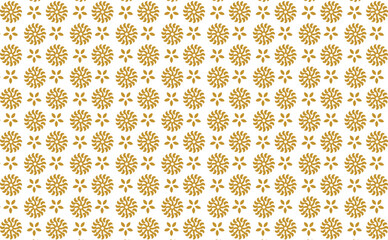 Golden vector floral seamless pattern. Abstract luxury geometric ornamental texture with small flower silhouettes. Gold and white simple ornament in oriental style.