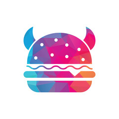 Monster burger logo design. Burger Devil Mascot Illustration Vector