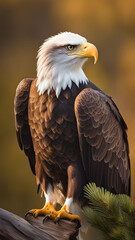  Bald Eagle Portrait Illustration Art Generative AI.