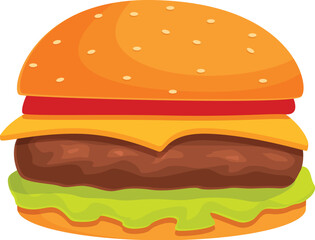 Hamburger food icon cartoon vector. Bun slice. Ingredient ham salad