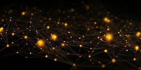 Yellow network structure with dark background, technology