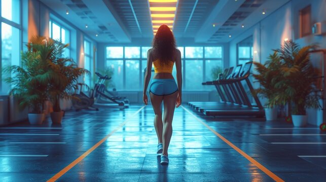 fat woman in the new modern gym, generative ai