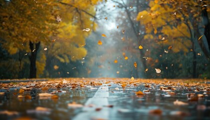 Autumn yellow withered leaves on a blurred background. AI generated illustration