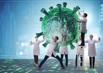 Coronavirus concept with doctor looking for cure