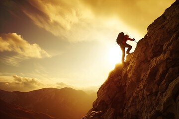 Climbing a high and towering mountain, heading upwards towards the summit. A wonderful sense of achievement.
generative ai