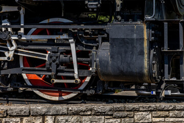 Old train, coal-powered steam locomotive