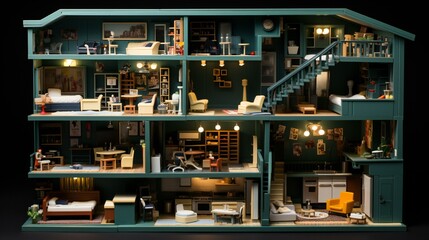 Miniature Toy House: Creative Concept of a Small Model Building for Editorial Use - obrazy, fototapety, plakaty