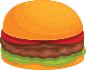 Beef party food icon cartoon vector. Hamburger meal. Dish salad