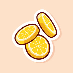 vector cute cartoon of yellow slice lemons falling isolated