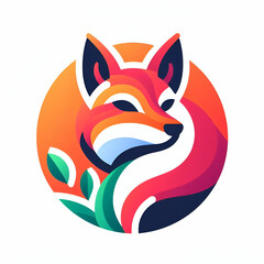 Obraz premium flat vector logo of fox colorfull on white background