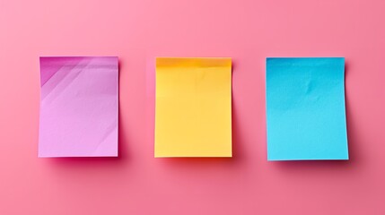 Top view of colorful blank sticky notes on a clean surface with a copy space, Generative AI. - obrazy, fototapety, plakaty