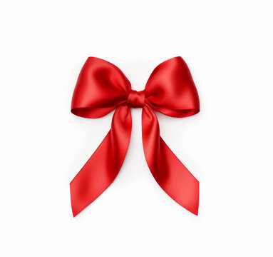 Red ribbon bow banner isolated on white background with copy space image