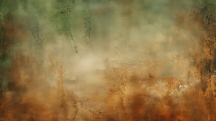 Impressionistic earthy brown and deep green splatters