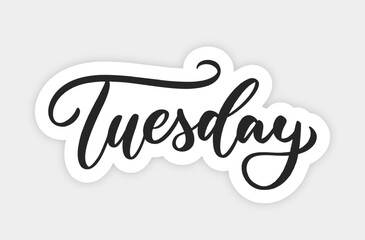 Text sticker, day of the week Thursday. Hand drawn lettering, vector graphics.