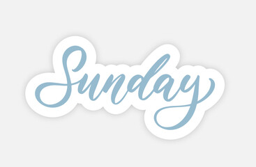 Lettering sticker, day of the week Sunday. Vector graphics
