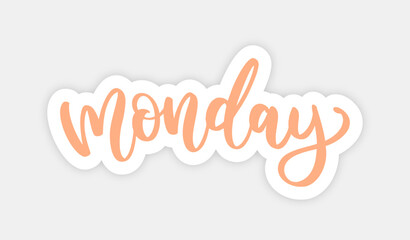 Monday hand lettering. Vector graphics. Day of the week