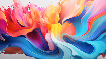 Colorful liquid lines paint splashing abstract art background, holi festival, color splash