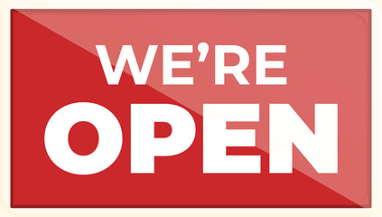 We are open shop icon cartoon vector. Board welcome. Street shop