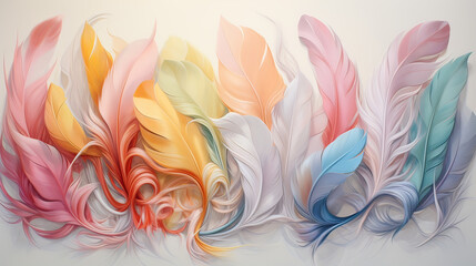 Whimsical Plumes in Pastel Hues Background Ai Generative