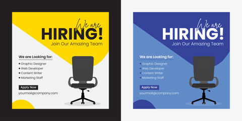 We are hiring announcement vector creative design and social media post template
