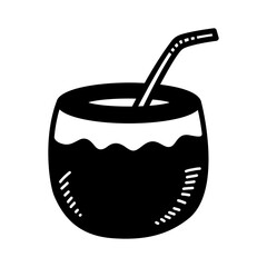 Coconut water drink in glyph style