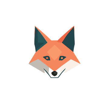 Geometric Fox Face Icon With Minimal Details - Vector
