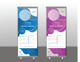 Modern medical roll up banner template