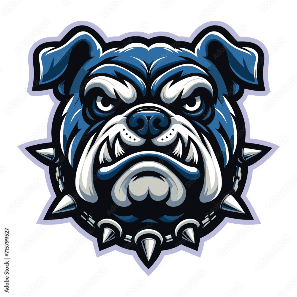 Wall mural brave animal bulldog head face mascot design vector illustration, logo template isolated on white ba