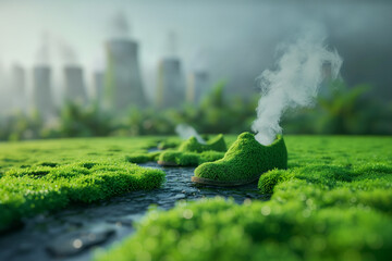 Minimizing carbon emissions footprint, preserving the environment, sustainable renewal energy for a greener future while fighting against climate change and global warming - obrazy, fototapety, plakaty
