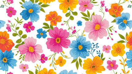 A pattern with many flowers on a white background