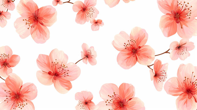A pattern with many flowers on a white background