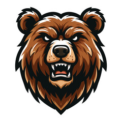 Wild brave animal grizzly bear head face mascot design vector illustration, logo template isolated on white background