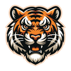 wild animal tiger head face mascot design vector illustration, logo template isolated on white background