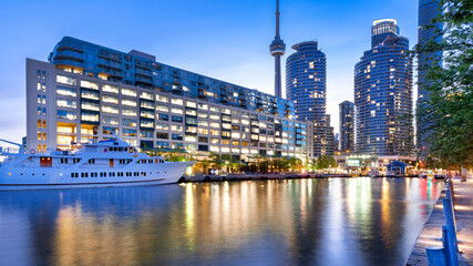 Toronto Harbourfront district at night