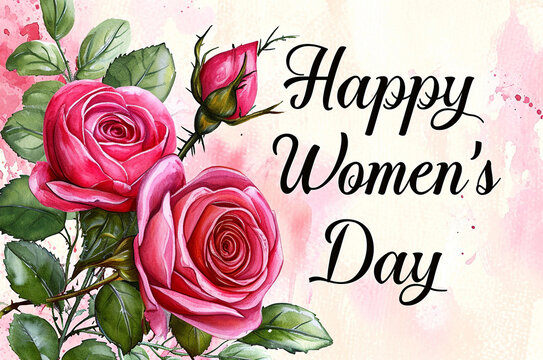 Elegant Roses and Watercolor Splashes for Women's Day