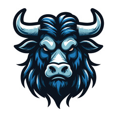 wild strong animal bull head face mascot design vector illustration, logo template isolated on white background