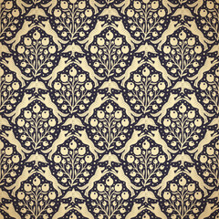 Hand drawn woodland animals seamless pattern Decorative cute dog wolf bird berries seamless pattern