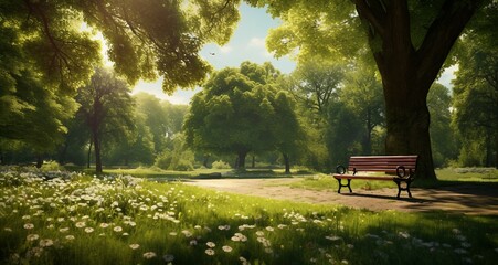 bench in the park, background, wallpaper 