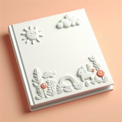 white book cover mockup layout design with shadows for branding, on peach background
