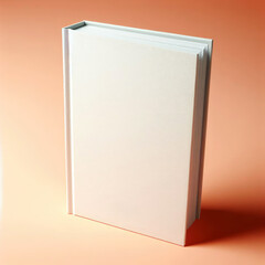 white book cover mockup layout design with shadows for branding, on peach background
