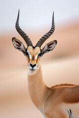 Graceful Gazelle Portrait Against Desert Background