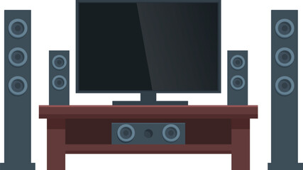 Watch home theater icon cartoon vector. Room family. Movie center
