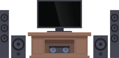 Obraz premium Stereo home theater icon cartoon vector. Compact disc. Screen music