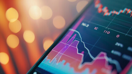 Financial statistics on smartphone display
