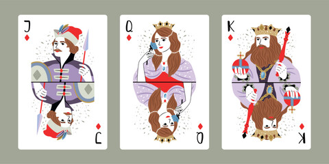 King, Queen, Jack of Diamonds deck set