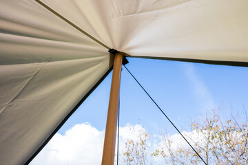 Camping tent with the blue sky